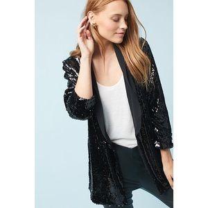 Anthropologie Cartonnier Black Sequin Blazer, XL